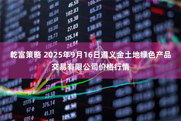 乾富策略 2025年9月16日遵义金土地绿色产品交易有限公司价格行情