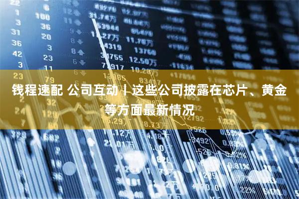钱程速配 公司互动丨这些公司披露在芯片、黄金等方面最新情况